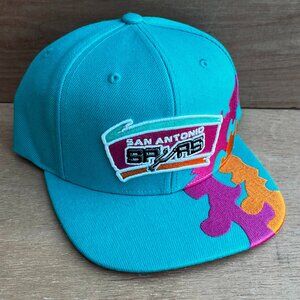 SAN ANTONIO SPURS SPLASH GRAPHICS SNAPBACK HAT Teal Structured NEW